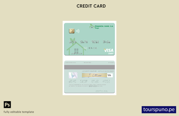 lista para imprimir plantilla de tarjeta de débito visa de Togo Financial Bank